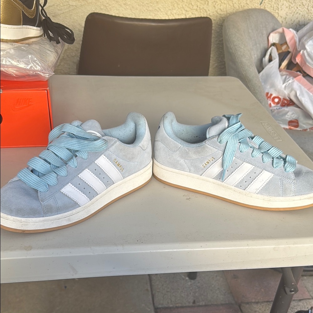 Adidas Sky Blue Sneakers with White Accents